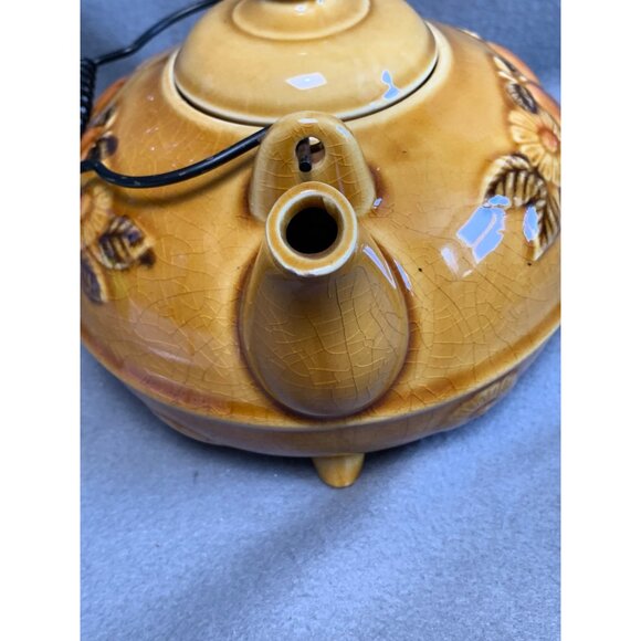 Vintage Japanese 70s Three-Toed Teapot With Fruit & Flower Design - Picture 4 of 15
